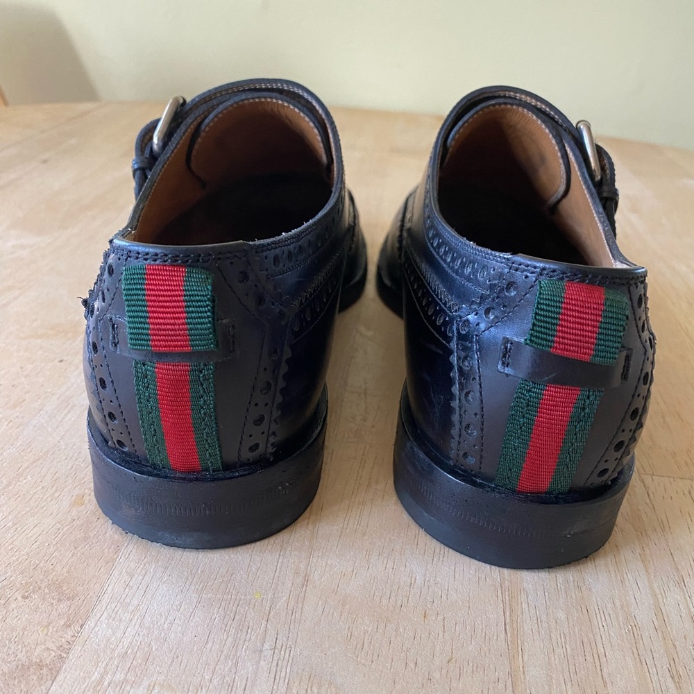 Gucci black leather brogues with buckles size EU8.5 or US10 with box - Picture 5 of 13
